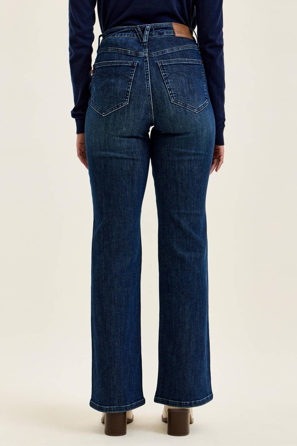 Judy Blue Alex high waist tummy control boy bootcut jeans in Outlaw Blue wash