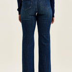 Judy Blue Alex high waist tummy control boy bootcut jeans in Outlaw Blue wash