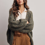 Chunky Soft-Touch Knit Cardigan in Olive – 1