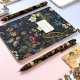 A6 passport-size pocket notebook with a Forest Flowers cover, interior ruled pages