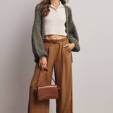 Chunky Soft-Touch Knit Cardigan in Olive – 9