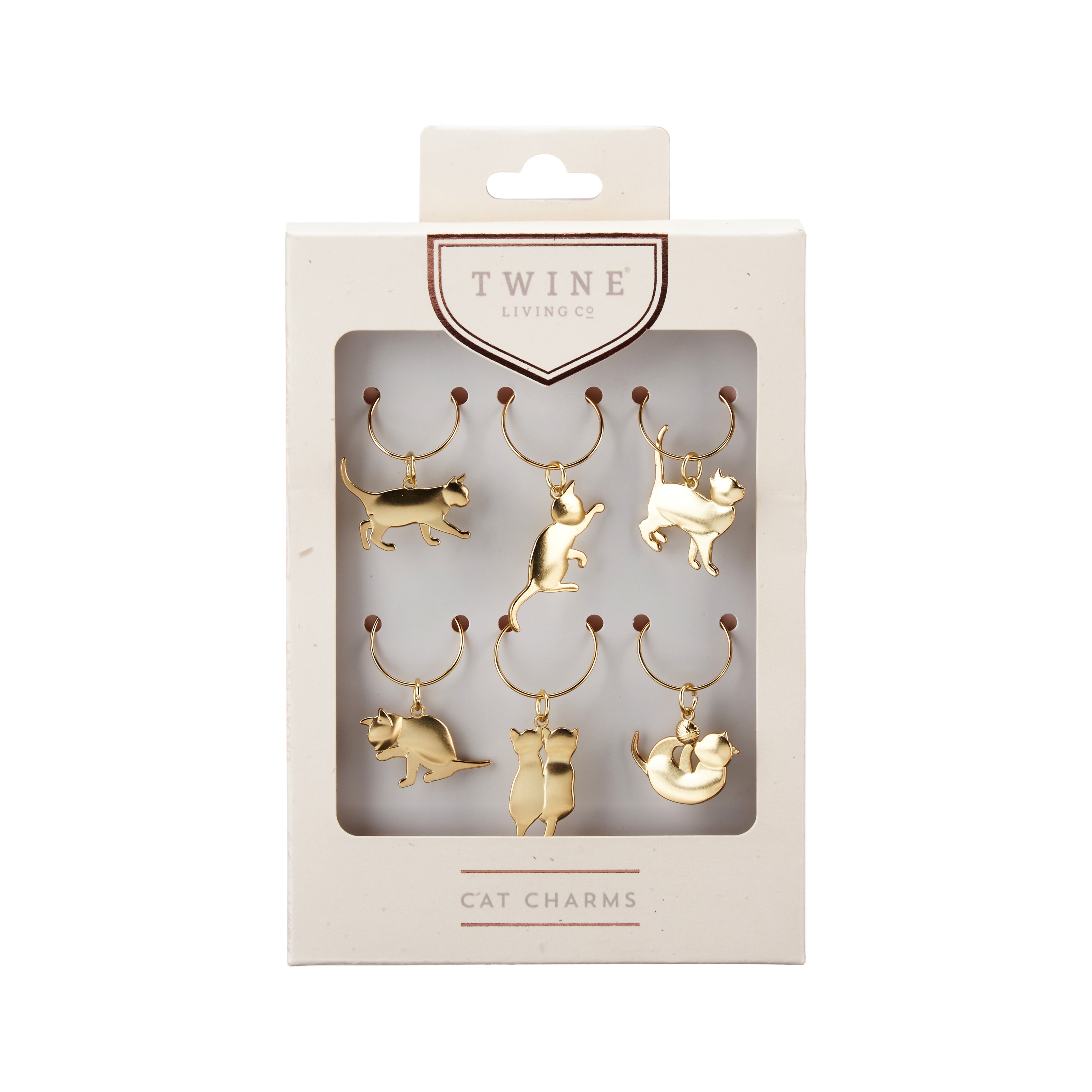 Twine Cat Lovers Gold Wine Charms