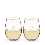 Twine Gilded Stemless Wine Glasses, Gold Rim
