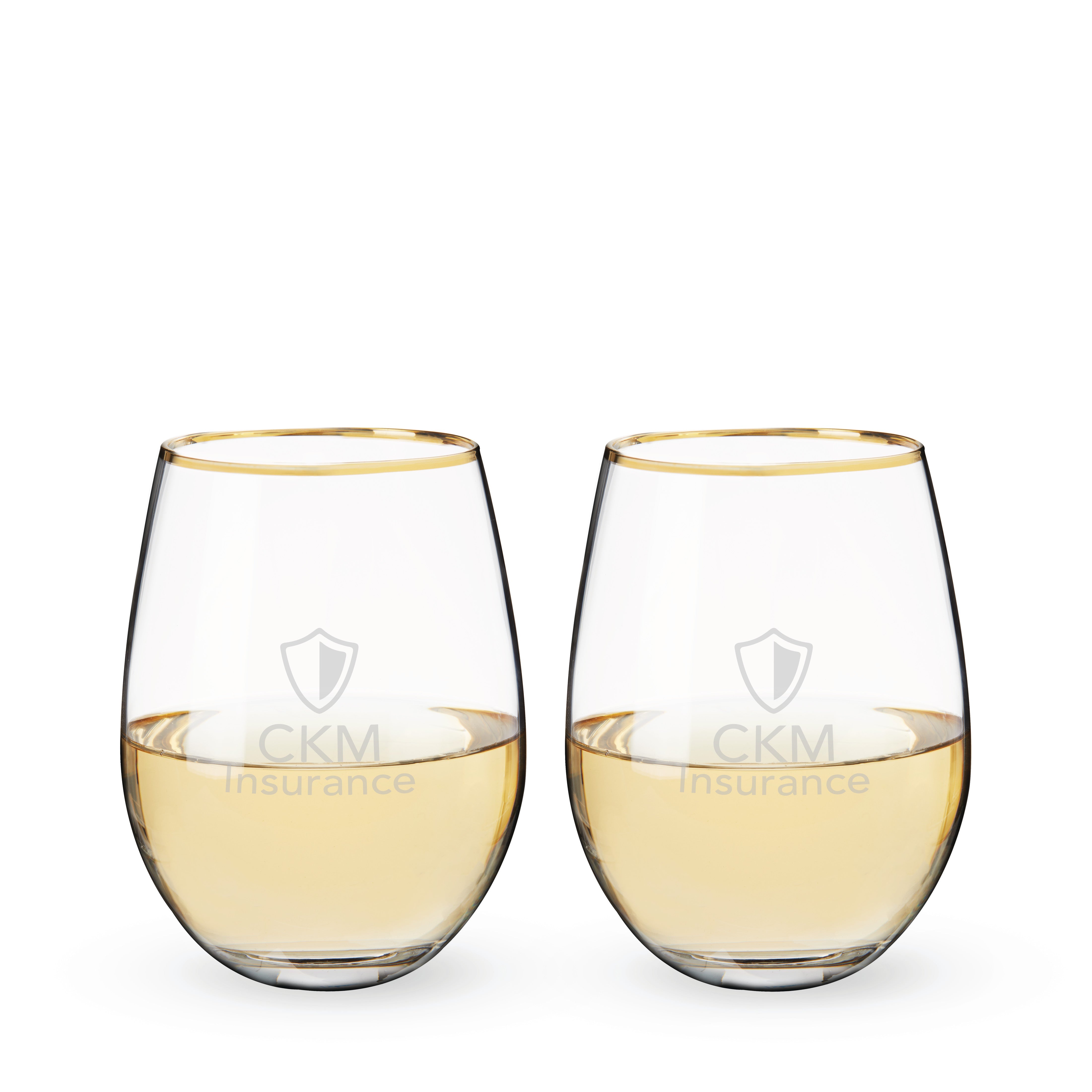 Twine Gilded Stemless Wine Glasses, Gold Rim