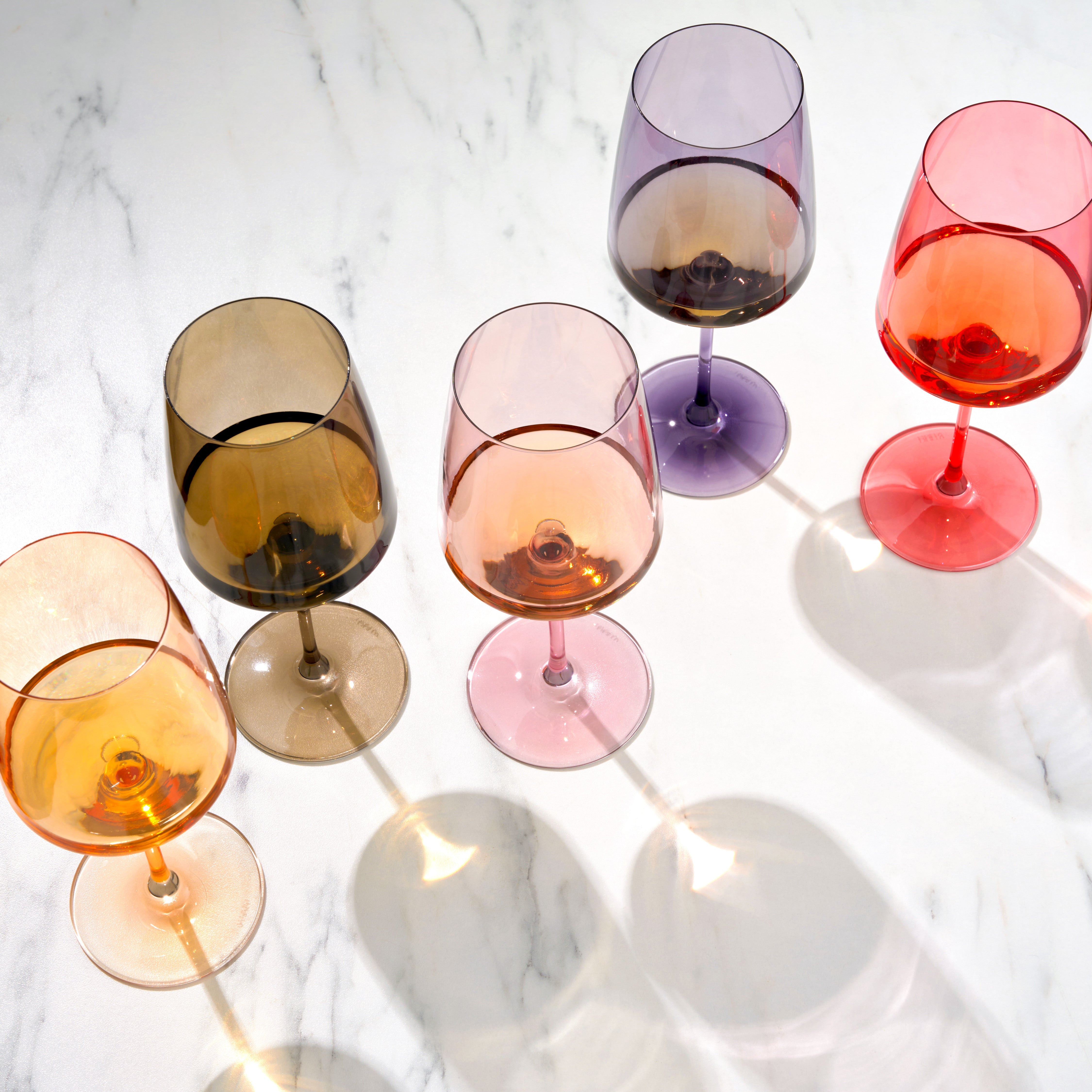 Viski Reserve Nouveau Crystal Wine Glasses, Topaz