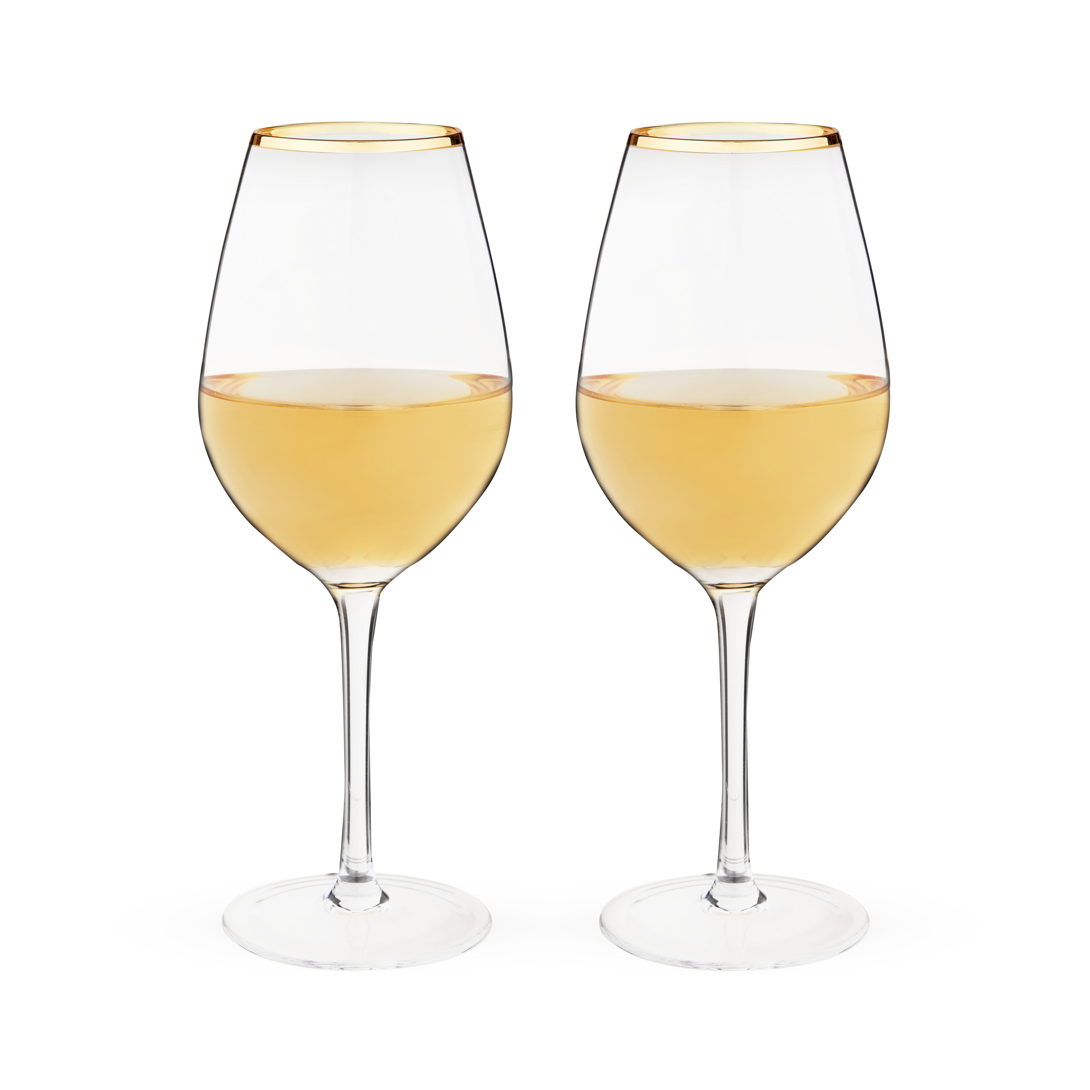 Twine Gilded Stemmed Wine Glasses, Gold Rim