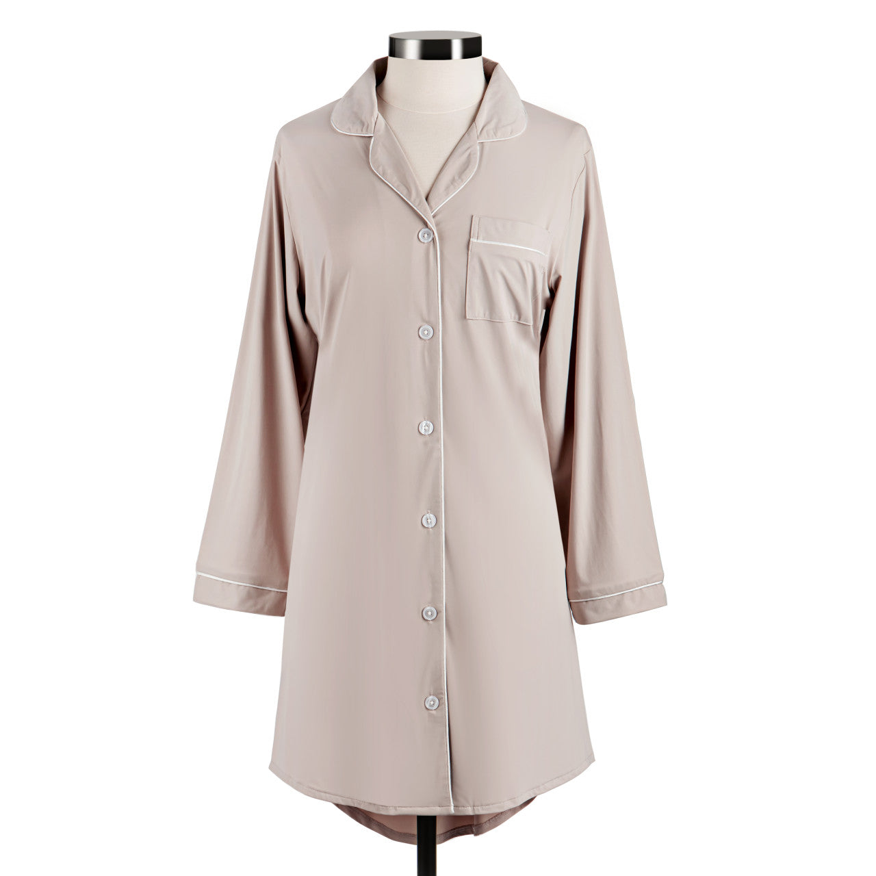 Gray Cooling Long Sleeve Night Shirt