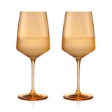 Viski Reserve Nouveau Crystal Wine Glasses, Topaz, Set of 2, 22 oz