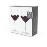 Viski Raye Angled Crystal Burgundy Wine Glasses, Lead-Free Crystal, Set of 2, 21 oz