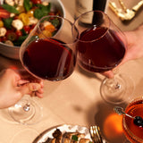 Viski Raye Angled Crystal Burgundy Wine Glasses, Lead-Free Crystal, Set of 2, 21 oz