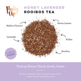Pinky Up Honey Lavender Rooibos Tea, Caffeine-Free Full Leaf Tea, 15 Sachets