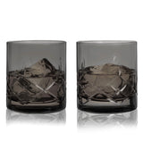 Smoke Gray Crystal Rocks Glass Set – Lead-Free Whiskey Tumblers (Set of 2)