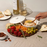 Twine Ceramic Brie Baker with Acacia Wood Spreader Set