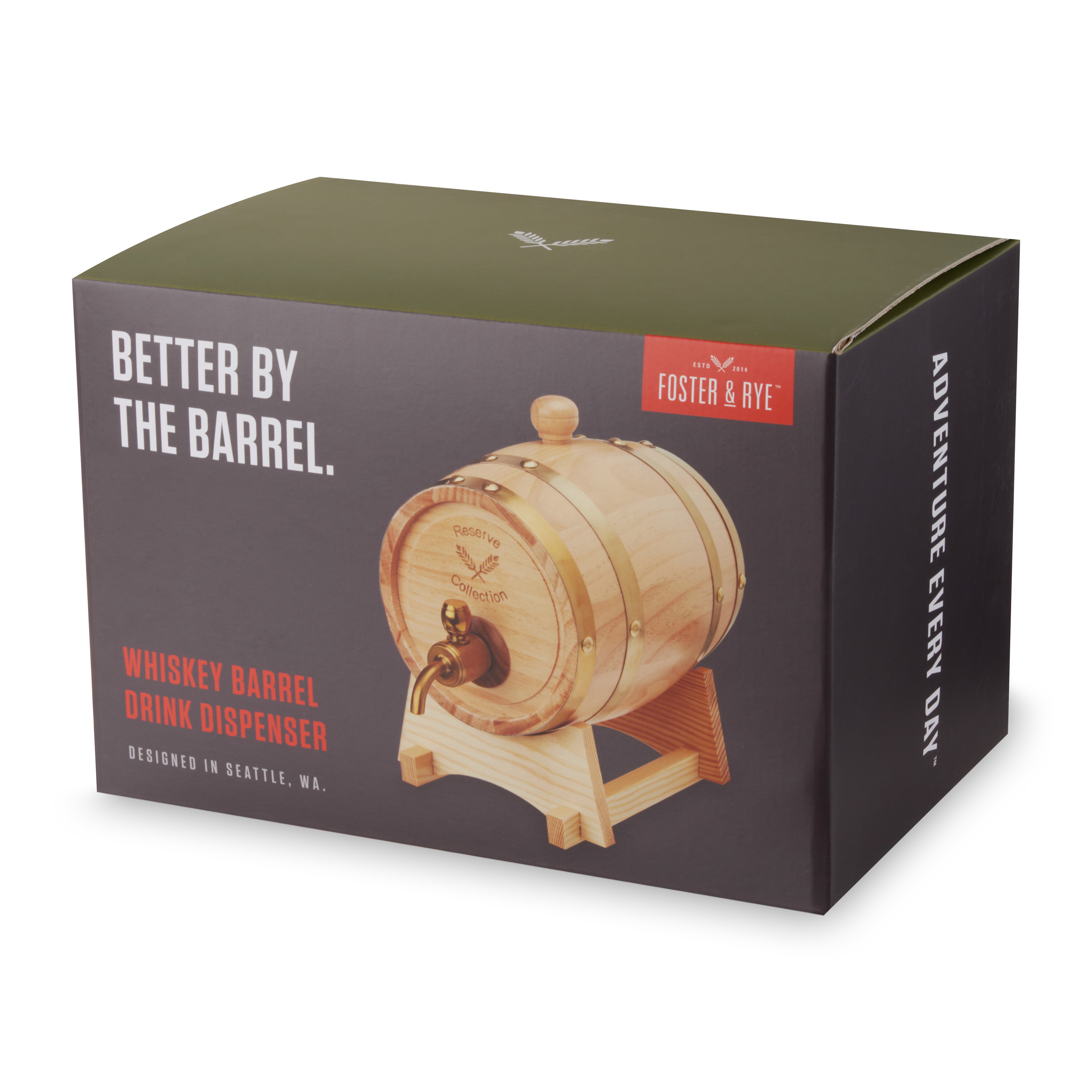 Foster & Rye Wooden Whiskey Barrel Drink Dispenser