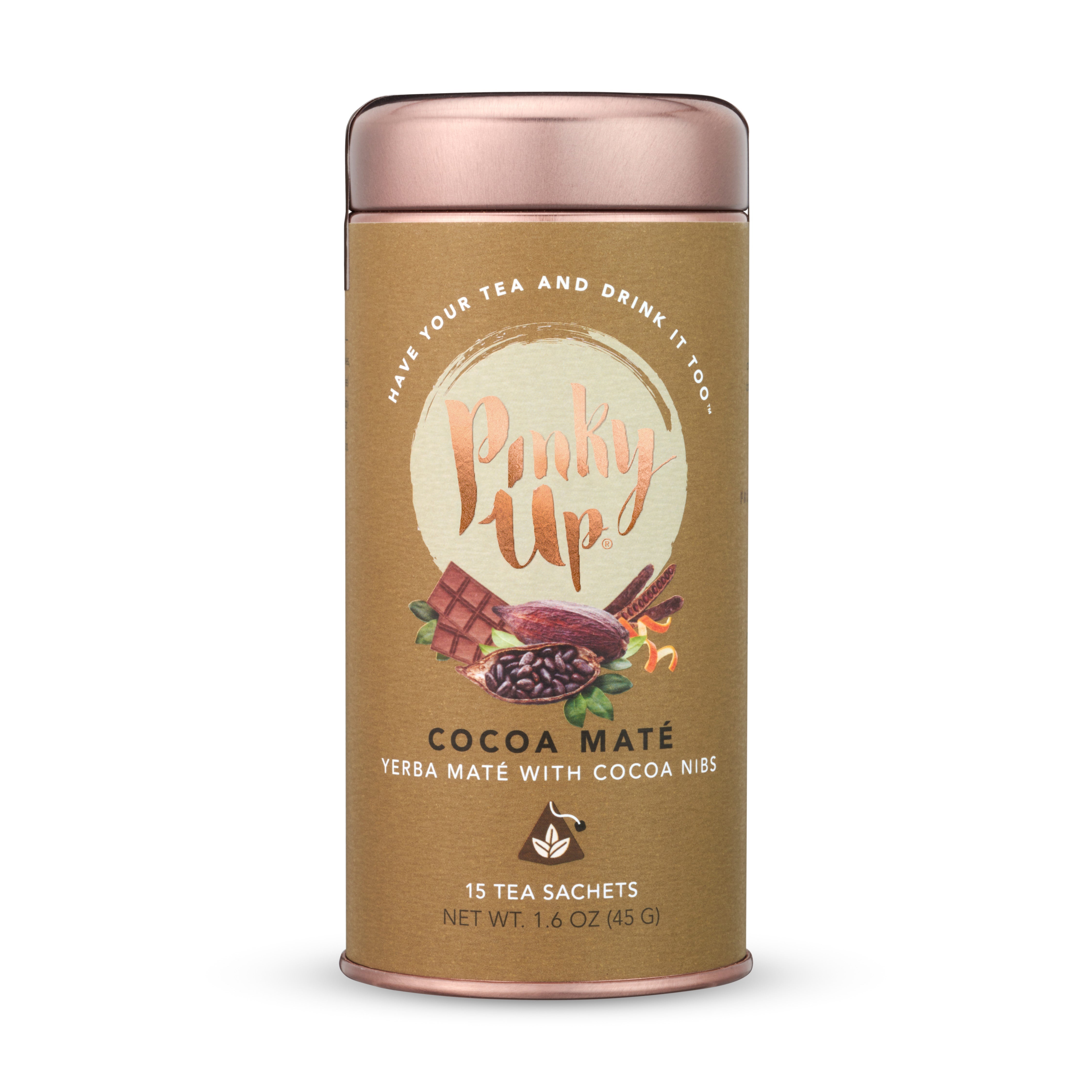Pinky Up Cocoa Maté Tea, Compostable Pyramid Sachets, 15 Ct