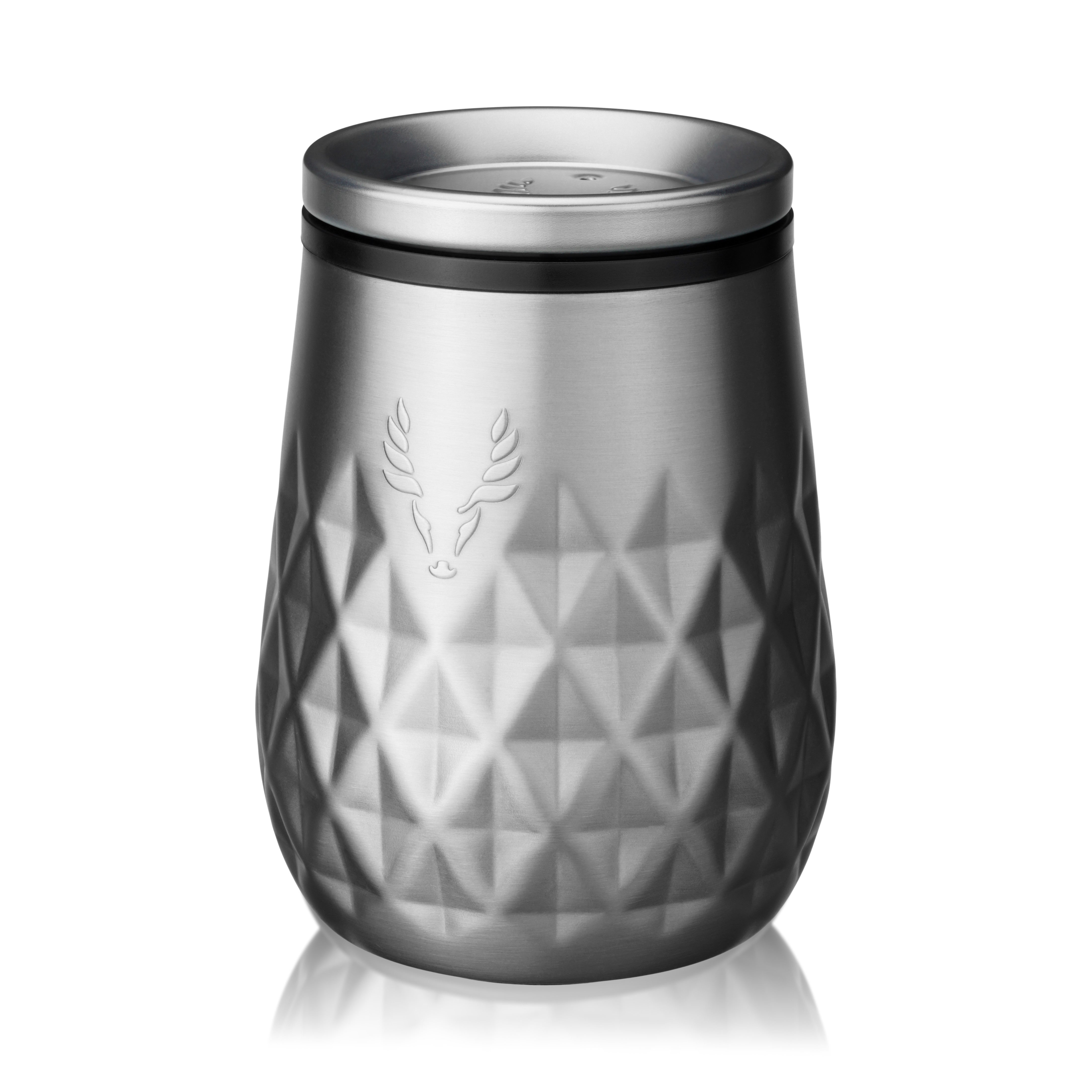Viski Paragon Stainless Steel Wine Tumbler, Platinum, 12 oz