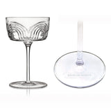 Viski Beau Crystal Cocktail Coupes, Art Deco Lead-Free Crystal, Set of 2, 7.5 oz