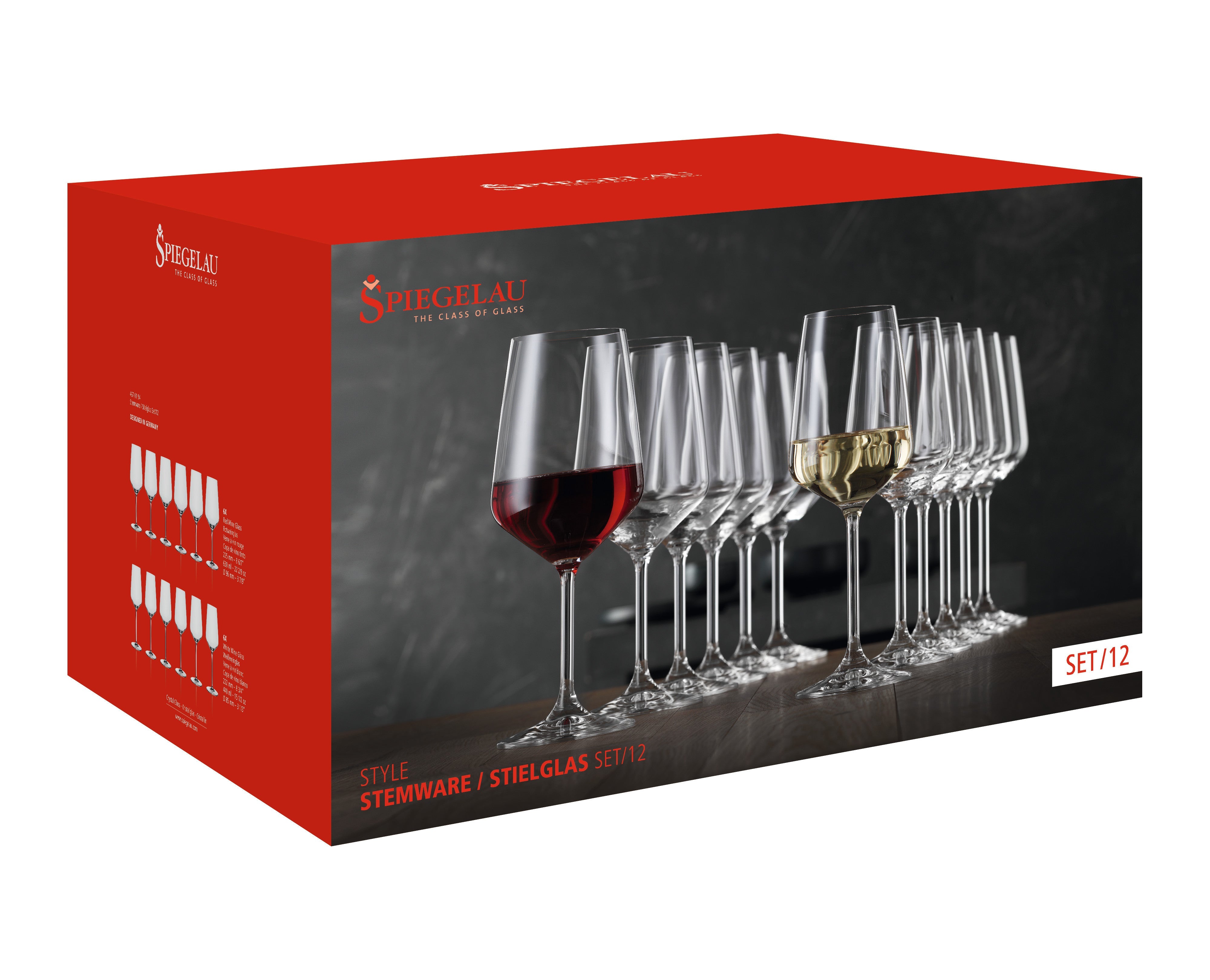 Spiegelau Style Red and White Wine Glasses, Set of 12