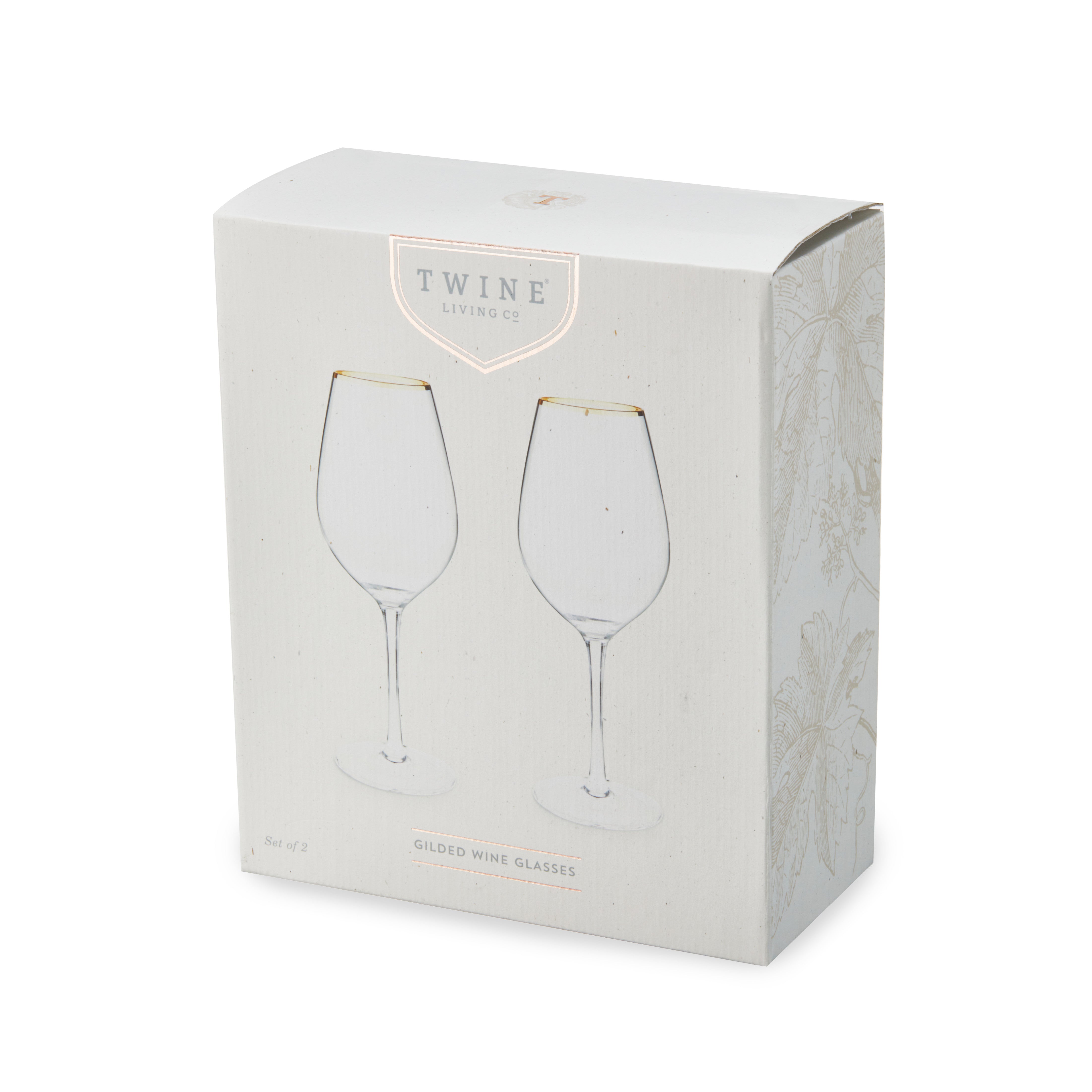 Twine Gilded Stemmed Wine Glasses, Gold Rim