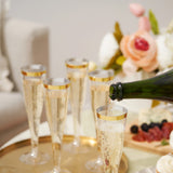 True Gold-Rimmed Plastic Champagne Flutes