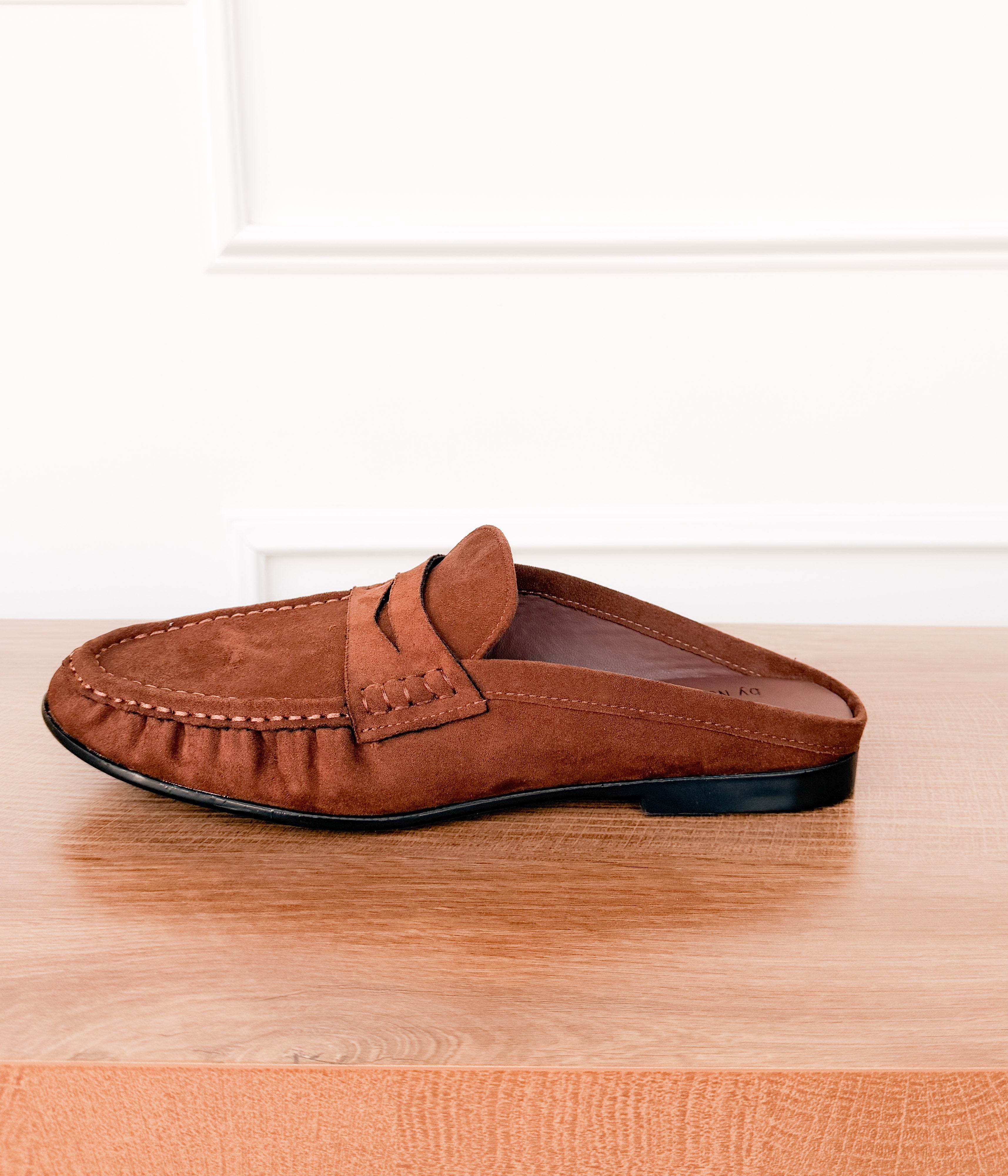 Margot Slide Loafer in Chocolate - side view
