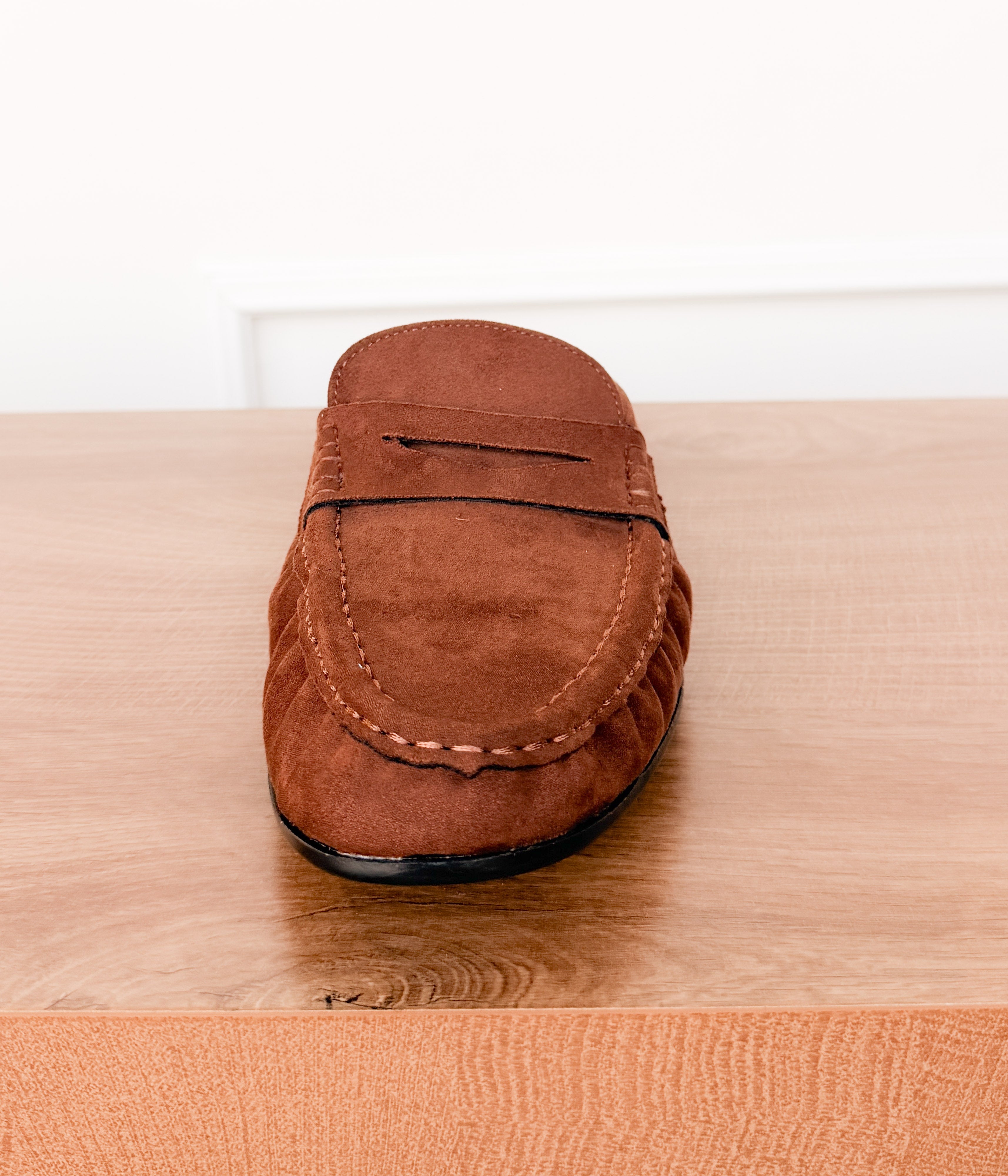 Margot Slide Loafer in Chocolate - top view