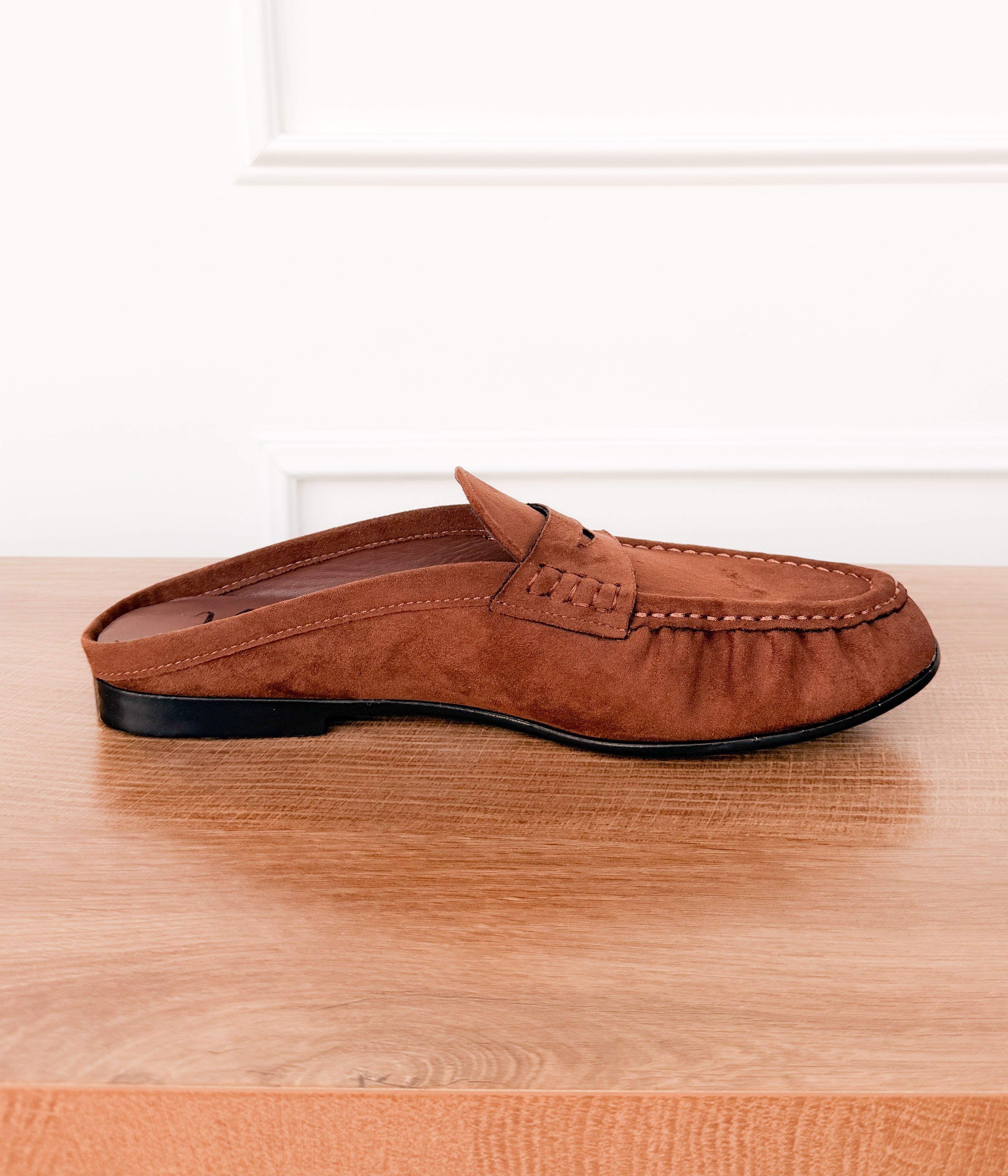 Margot Slide Loafer in Chocolate - sole view