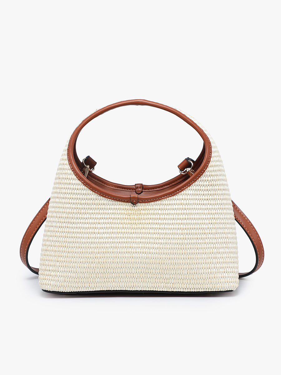 Catalina Woven Straw Satchel in Natural and Brown