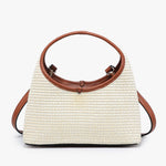 Catalina Woven Straw Satchel in Natural and Brown