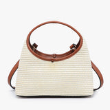 Catalina Woven Straw Satchel in Natural and Brown