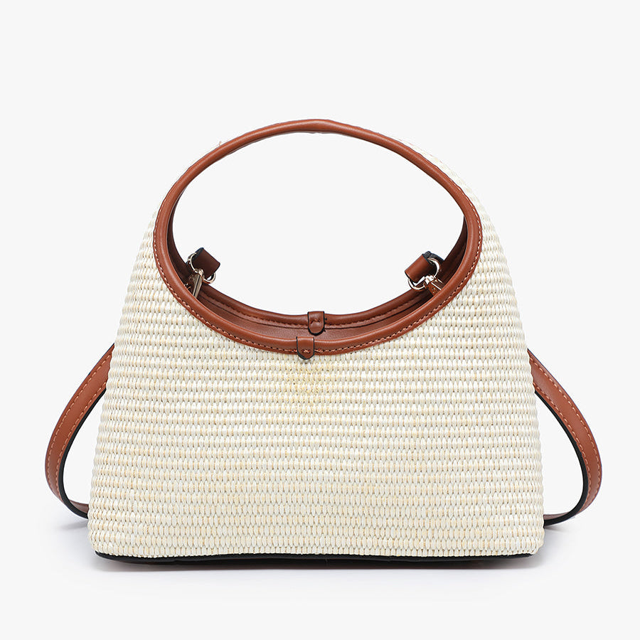 Catalina Woven Straw Satchel in Natural and Brown