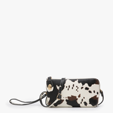Kendall Cow Print Crossbody Wristlet angled view