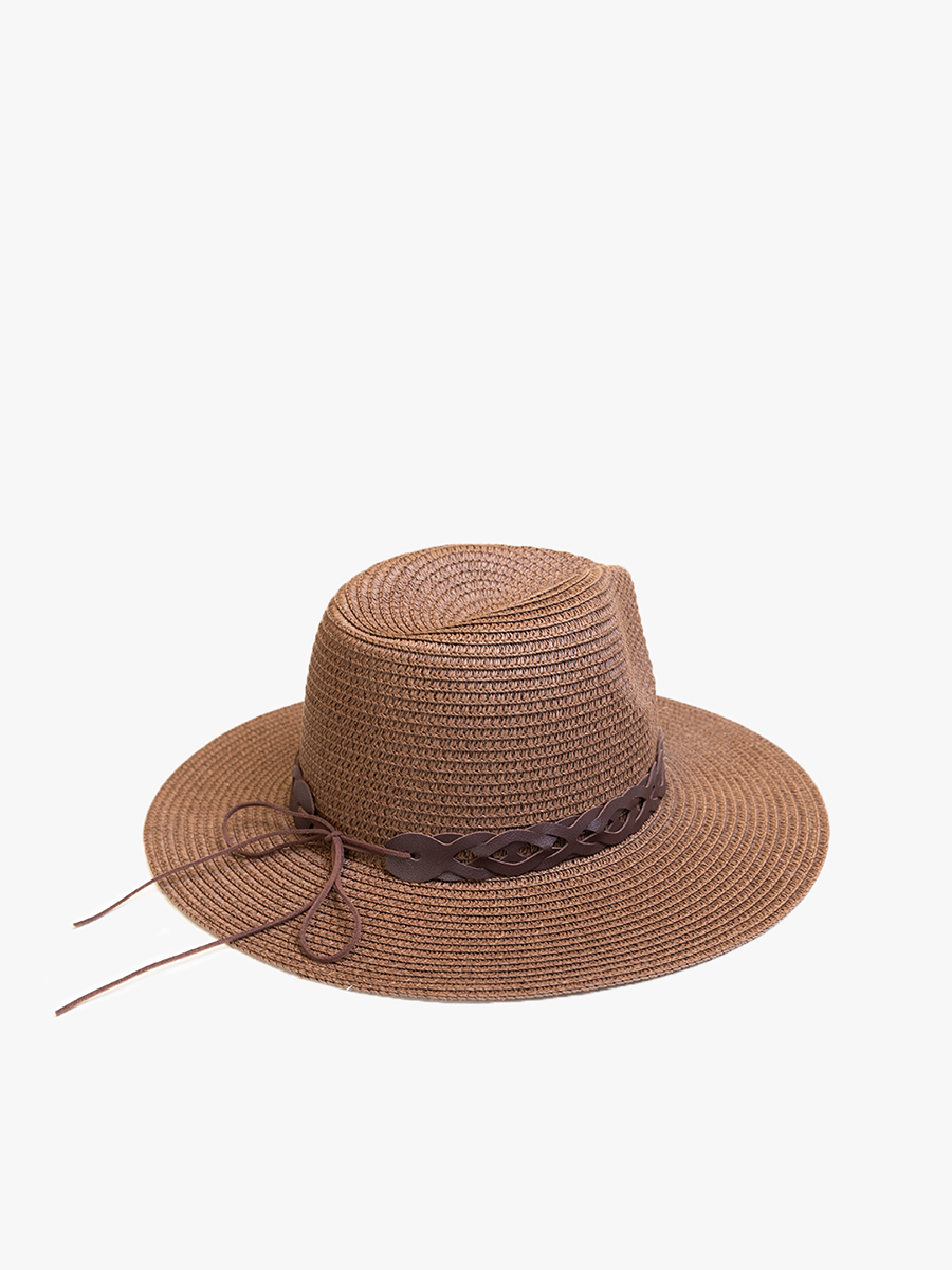 Mary Straw Fedora chain band detail