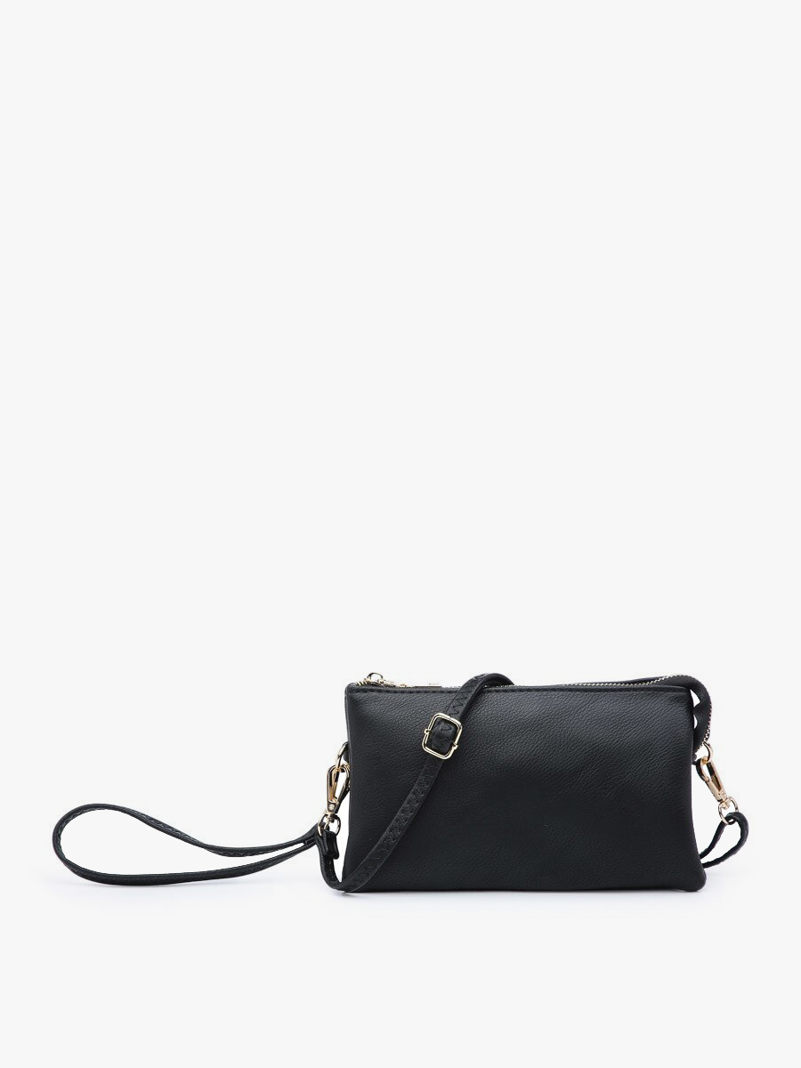 Riley Vegan Crossbody Wristlet in Black