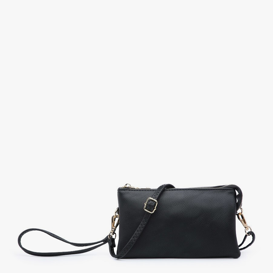 Riley Vegan Crossbody Wristlet in Black