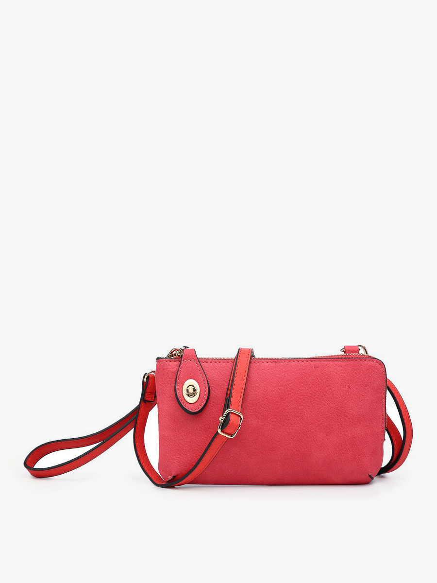 Kendall Vegan Crossbody Wristlet in Hot Pink