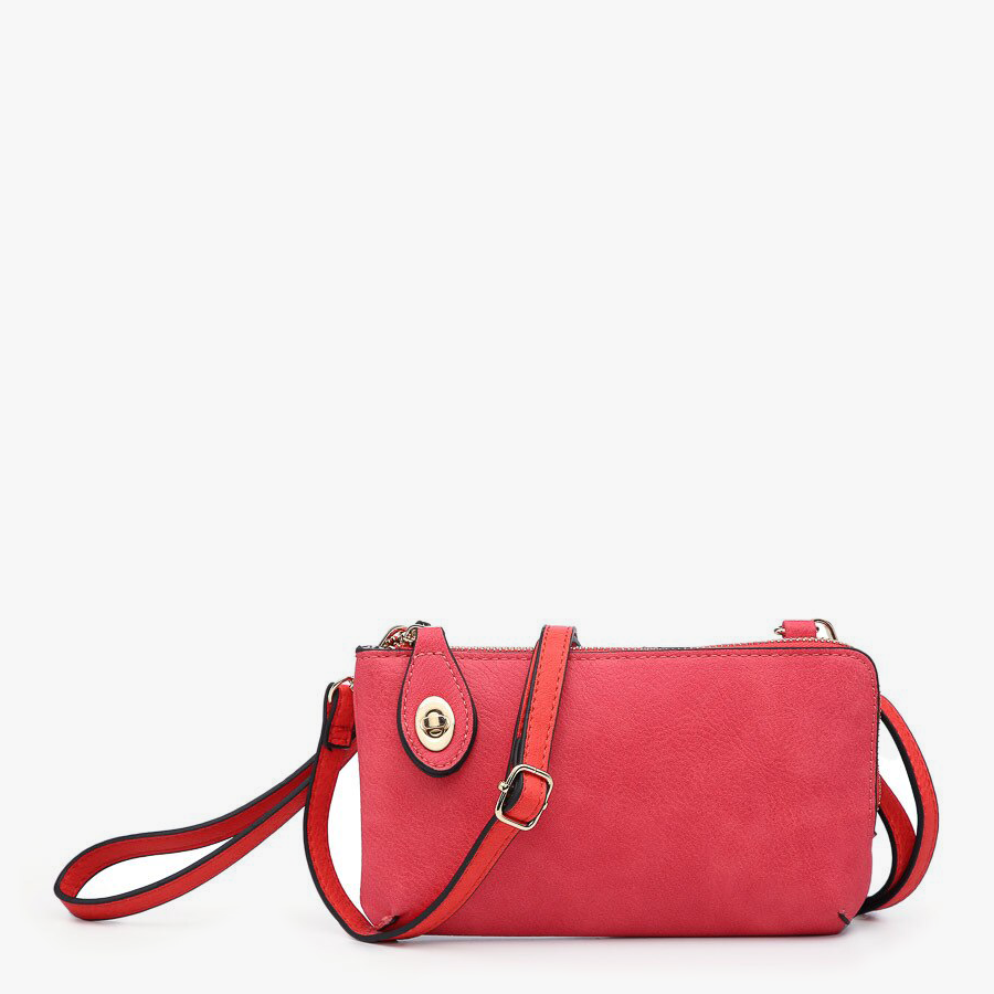 Kendall Vegan Crossbody Wristlet in Hot Pink