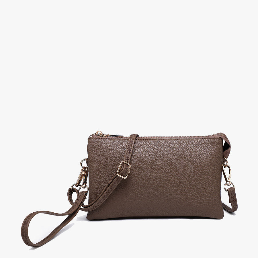 Riley Vegan Crossbody Wristlet in Ash Brown