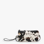 Kendall Cow Print Crossbody Wristlet in White