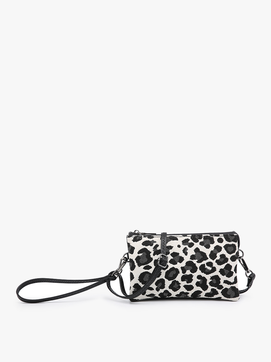 Riley Canvas Leopard Print Crossbody in Grey