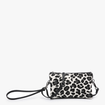 Riley Canvas Leopard Print Crossbody in Grey