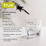 True Recipe Rocks Glasses with Cocktail Recipes