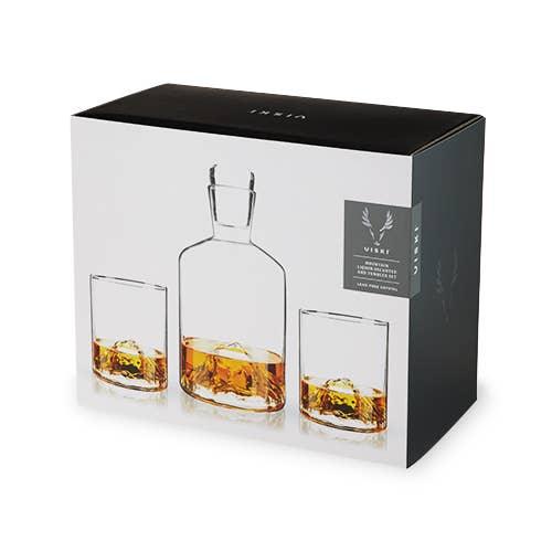 Mountain Themed Crystal Decanter & Tumblers Set - 39 North CO 