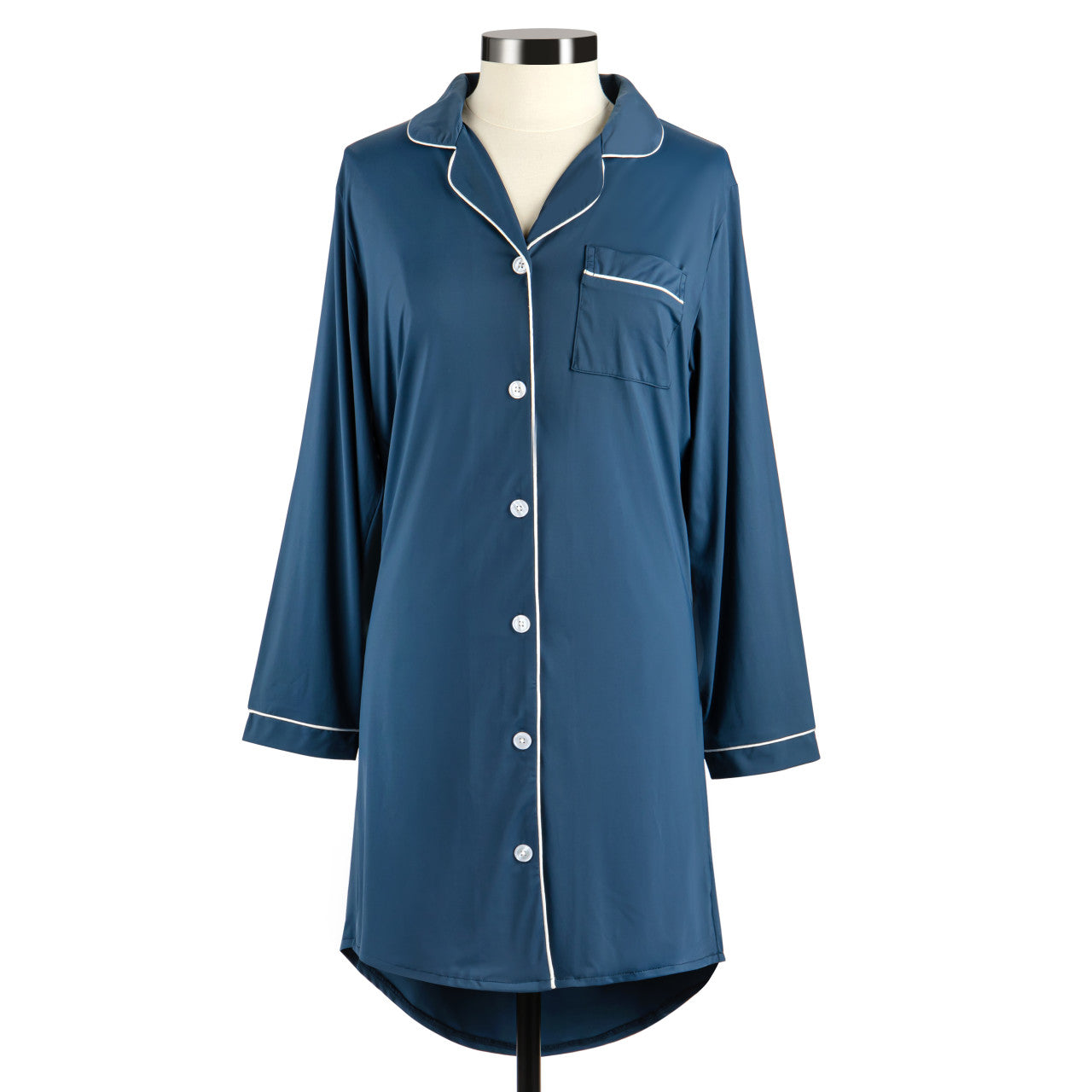 Navy Cooling Long Sleeve Night Shirt