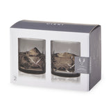 Smoke Gray Crystal Rocks Glass Set – Lead-Free Whiskey Tumblers (Set of 2)