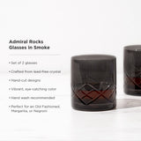 Smoke Gray Crystal Rocks Glass Set – Lead-Free Whiskey Tumblers (Set of 2)