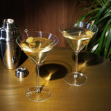 Viski Raye Stemmed Crystal Martini Glasses, Lead-Free Crystal, Set of 2, 9 oz