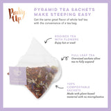 Pinky Up Honey Lavender Rooibos Tea, Caffeine-Free Full Leaf Tea, 15 Sachets