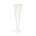 True Gold-Rimmed Plastic Champagne Flutes, Set of 12