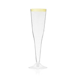 True Gold-Rimmed Plastic Champagne Flutes, Set of 12
